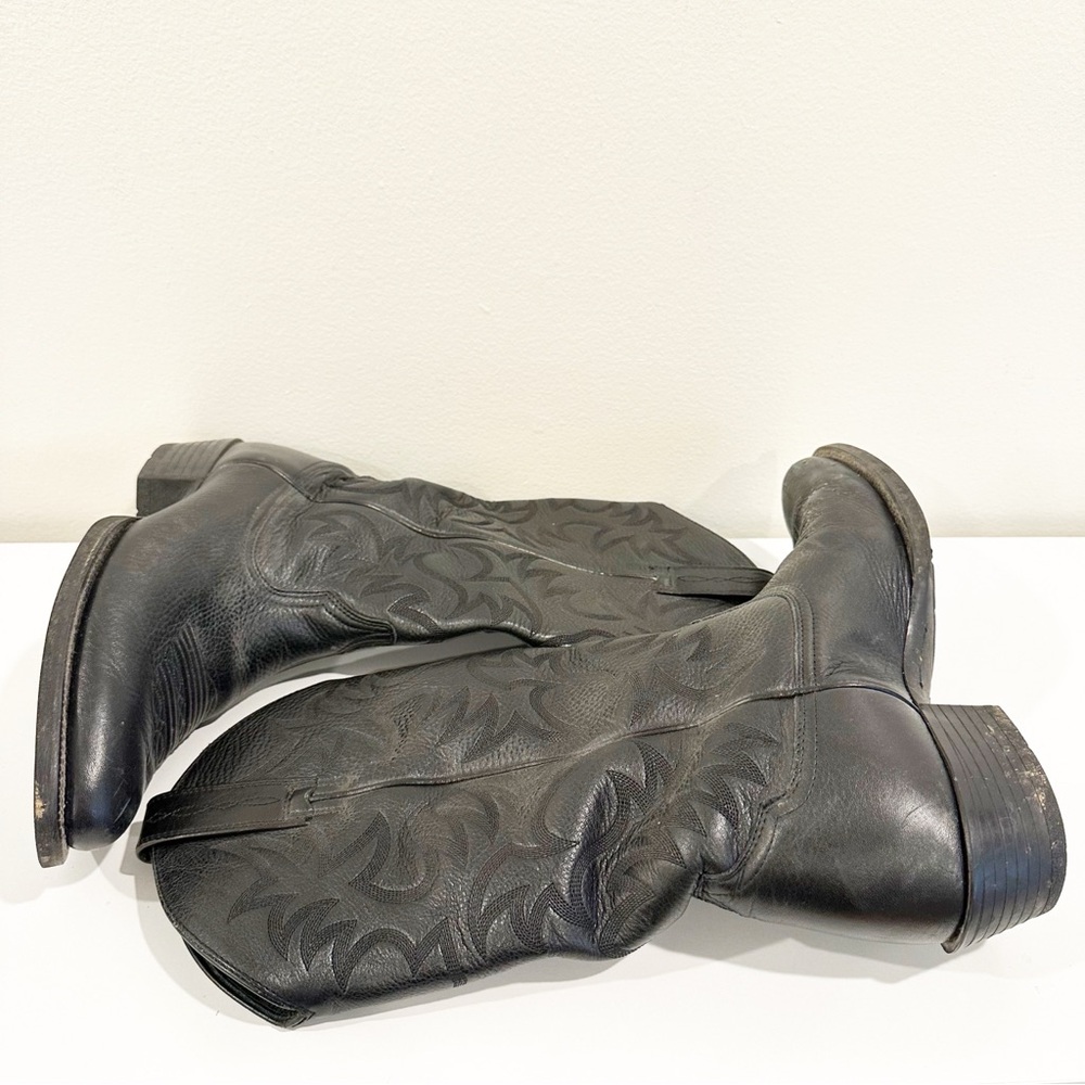 Ariat Men's Heritage R Toe Black Deertan Leather Western Cowboy Boots 9.5 EE - Picture 5 of 11